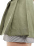 Miss Selfridge tailored poplin layer pleated mini skirt in khaki