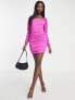 Фото #1 товара AX Paris square neck ruched mini dress in hot pink