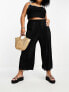 Фото #7 товара ASOS DESIGN Curve plisse wide leg trouser culottes in black