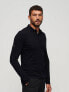 Фото #1 товара Superdry Studios long sleeve jersey polo shirt in black