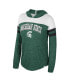 Фото #3 товара Women's Green Distressed Michigan State Spartans Speckled Color Block Long Sleeve Hooded T-shirt