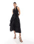 Never Fully Dressed halterneck cotton midaxi dress in black