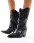 Bershka cowboy boots in black