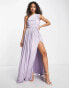 Фото #6 товара Anaya Bridesmaid satin one shoulder thigh split dress in lilac
