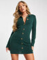 Фото #1 товара Aria Cove ribbed button up collar detail mini dress in green