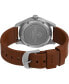 Фото #4 товара Men's Solar Brown Leather Strap Watch 36 mm