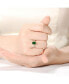 Фото #2 товара Sterling Silver White Gold Plated Emerald Cubic Zirconia Eternity Rectangle Band Ring