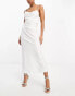 Фото #8 товара Pieces Bride To Be satin slip midi skirt co-ord in white