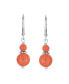 ფოტო #2 პროდუქტის Gemstone Natural Orange Peach Coral Boho Bali Milgrain Edged Beaded Rondel Separator Double Ball Round Drop Dangle Earrings Sterling Silver Lever back