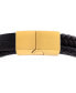 Фото #4 товара Men's Multirow Black Fiber Bracelet in Gold-Tone Ion-Plated Stainless Steel