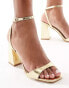 RAID Wide Fit Wink 2 block heeled sandals in gold