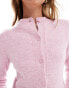 ASOS DESIGN fluffy neat fit cardigan in pink