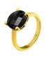 Gold plated ring with black agate Multiples BJ06A323