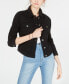 ფოტო #1 პროდუქტის Juniors' Black High-Low Jean Jacket