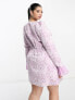 Фото #2 товара ASOS LUXE Curve wrap long sleeve mini dress in geo jacquard