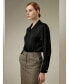 ფოტო #5 პროდუქტის Women's Elagent Pleated Silk Blouse