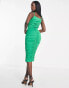 Фото #4 товара AX Paris ruched cami square neck midi dress in green