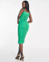 Фото #2 товара AX Paris ruched cami square neck midi dress in green