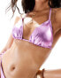 Фото #2 товара ONLY triangle bikini top co-ord in metallic purple