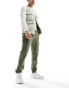 DTT slim fit garment dyed cuffed cargo trousers in khaki