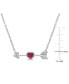 Фото #3 товара Macy's lab-Grown Ruby (1/3 ct. t.w.) & Lab-Grown White Sapphire Heart & Arrow 18" Pendant Necklace in Sterling Silver