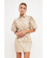 ფოტო #4 პროდუქტის Women's PU Leather Button Closure Mini Dress