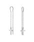 ფოტო #1 პროდუქტის Minimalist Light Weight Linear Long Religious Chain Dangle Spiritual Religious Cross Threader Earrings Sterling Silver Stabilizing U Wire Hook SM