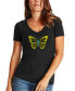ფოტო #1 პროდუქტის Women's Butterfly Word Art V-neck T-shirt
