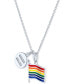 ფოტო #3 პროდუქტის Diamond Accented Disc & Pride Flag Pendant Necklace in Sterling Silver, 16" + 4" extender