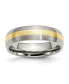 Titanium Brushed with 14k Gold Inlay Wedding Band Ring