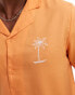 Another Influence beach shirt with palm embroidery in apricot