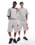 COLLUSION Unisex boxy skater fit t-shirt in grey marl with red print co-ord grau, XS - Chest 36 - фото #4