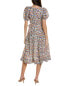 Boden Full Skirt Paneled Linen-Blend Midi Dress Women's