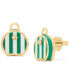 Gold-Tone Striped Suitcase Stud Earrings