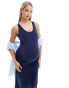 Фото #2 товара Mamalicious Maternity scoop neck sleevless maxi dress in navy