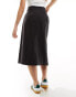 & Other Stories utility asymmetric wrap midi skirt with pocket detail in black