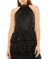 ფოტო #3 პროდუქტის Women's High Neck A-Line Ruffle Sequin Mini Dress