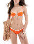 Free Society contrast underwire halter bandeau bikini top in bright orange and white