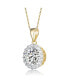 Фото #2 товара Classic Sterling Silver with Round Cubic Zirconias Halo Necklace