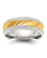 Stainless Steel Yellow IP-plated Grooved Center Band Ring