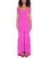 ფოტო #4 პროდუქტის Juniors' Ruffle V-Neck Front-Slit Gown