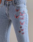 Фото #4 товара Labelrail x Pose and Repeat mid rise 90s flared jeans with butterfly appliques in blue