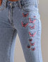 Фото #2 товара Labelrail x Pose and Repeat mid rise 90s flared jeans with butterfly appliques in blue