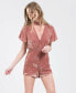 Фото #1 товара J.O.A. 157703 Women's Choker Neck Velvet Romper Short sleeves Dusty Pink Sz. XS