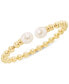 ფოტო #2 პროდუქტის Cultured Freshwater Pearl (9-1/2 x 10-1/2mm) Beaded Cuff Bangle Bracelet