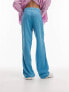 Topshop low rise linen cargo straight leg trouser in blue
