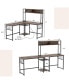 L-shaped Desk with Power Outlet Large Corner Desk Converts to 2-Person Long Desk Rustic