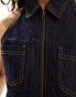 Фото #2 товара Cotton On zip front halter denim fitted vest top