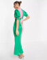 Фото #2 товара Never Fully Dressed contrast puff sleeve maxi dress in colour block