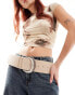 Фото #1 товара Monki faux leather wide hip belt in beige